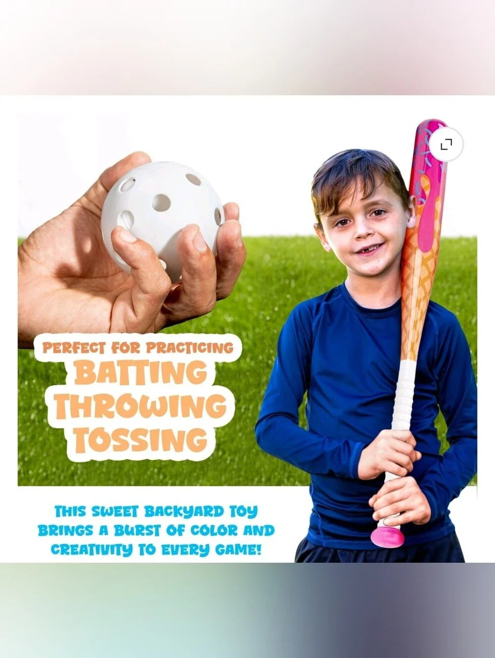 Franklin Sports Sweet Swings Kids Ice Cream Drip Bat & Ball Set - Plastic Bat +